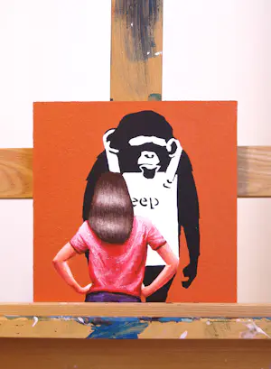 Gerard Boersma - Keep It Real (Vrouw genietend van schilderij Banksy) kopen? Bied vanaf 125!