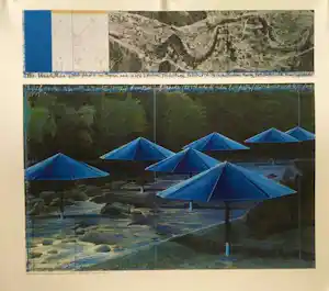 AcheterChristo - Kleurenzeefdruk BLUE UMBRELLAS? Enchérissez de 45!