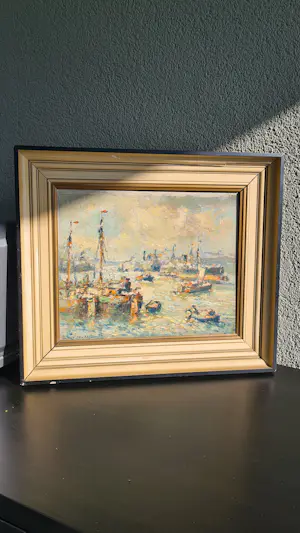 Evert Moll - Evert Moll: Gezicht op de Rotterdamse Haven kopen? Bied vanaf 750!