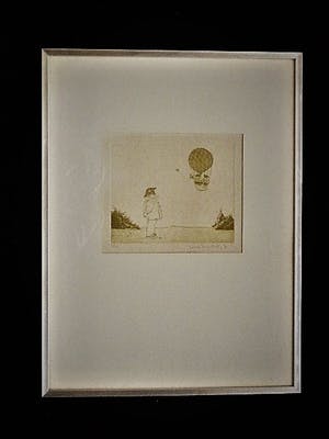 Yvonne de Jonge-Melly - Knappe, in zeer kleine oplage gemaakte Kleuren Ets "Clown en Luchtballon" kopen? Bied vanaf 19!
