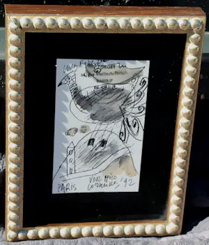 Corneille - Inkt en krijt op papier: Pauw in landschap - 1992 (nette lijst!) kopen? Bied vanaf 895!