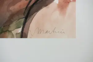 Anton Martineau - Houtskool en aquarel, Verleiding - Ingelijst kopen? Bied vanaf 80!