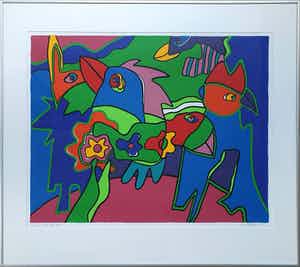 Marianne Naerebout - Zeefdruk 'The big day' - Ingelijst verkocht voor € 155!