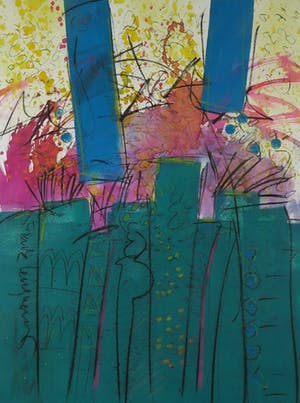 Frank Lengvenius - Gemengde techniek op papier, Zonder titel - Ingelijst (Groot) kopen? Bied vanaf 80!