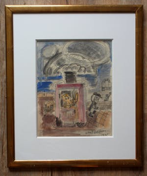 Wout Hoeboer - aquarel/potlood: het station - 1940 kopen? Bied vanaf 250!