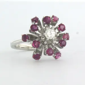 18k wit gouden ring met robijn en briljant geslepen diamant 0.16ct - rm 16.25 kopen? Bied vanaf 400!