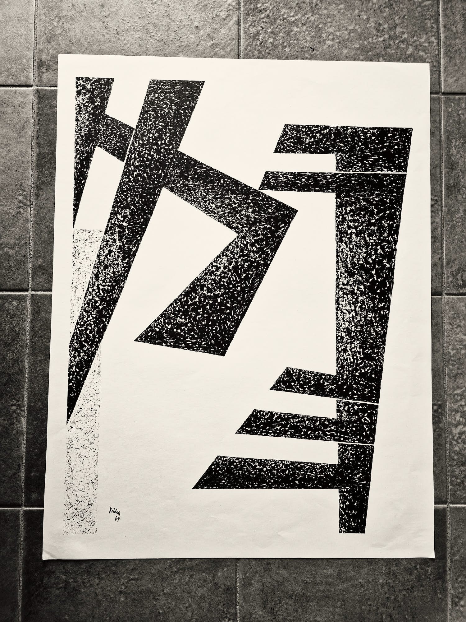 Toon Kelder - complete serie van 6 grote zwart-wit Litho's - geometrisch abstract - 1965 verkocht voor € 189!