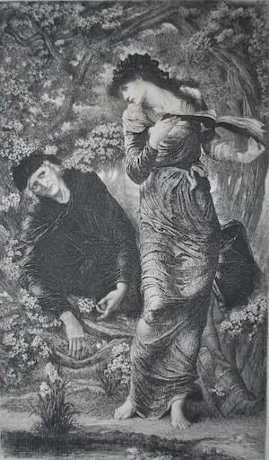 AcheterAdolphe Lalauze - De verleiding van Merlijn - 1877 - ets naar Edward Burne-Jones (Pre-Rafaëlieten)? Enchérissez de 75!