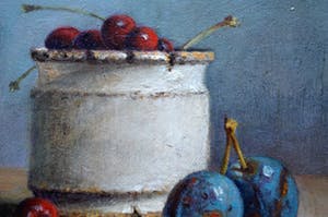 Hans Habraken - Stilleven met fruit in keramiek pot.. kopen? Bied vanaf 175!