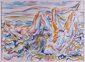 Piet van Mook - Aquarel, Twee naakten in een landschap kopen? Bied vanaf 35!