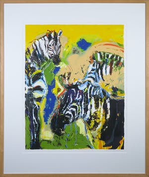 Carlos Blaaker - Zeefdruk, Zebra's II - Ingelijst kopen? Bied vanaf 35!