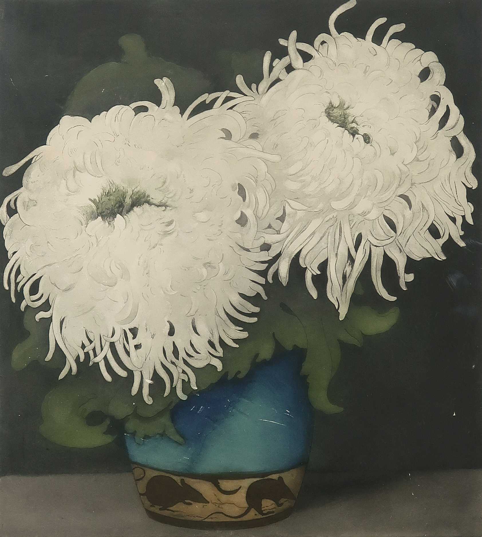 Frans Everbag - Ets en aquatint, Vaas met chrysanten - Ingelijst kopen? Bied vanaf 35!