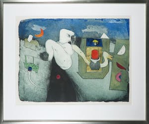 Michel van Overbeeke - Kleurenets met bladgoud, Into itself I - Ingelijst kopen? Bied vanaf 50!