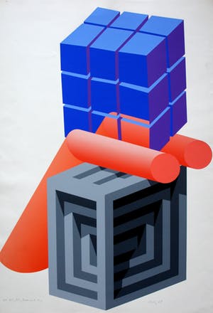 Michael Challenger - grote litho: poly - poly- tower and sky - 1969 kopen? Bied vanaf 55!