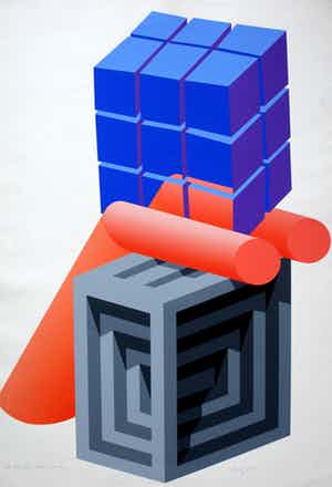 Michael Challenger - grote litho: poly - poly- tower and sky - 1969 verkocht voor € 55!