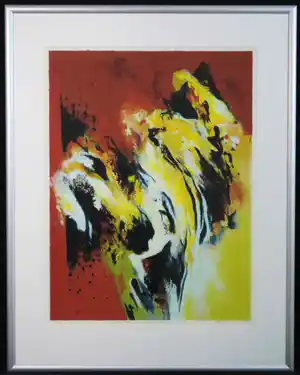 Mattie Schilders - Zeefdruk, Gele rotsen - Ingelijst (Groot) Hoge Galeriewaarde! Niet missen! verkocht voor € 39!