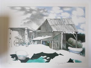 Nicolaas Wijnberg - Litho landschap uit1982 kopen? Bied vanaf 50!