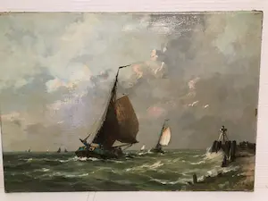 AcheterJan van der Linde - Zuiderzeegezicht met zeilende tjalken? Enchérissez de 300!