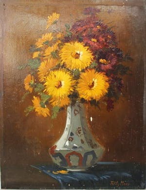 Tilly Moes - Stilleven met chrysanten in vaas kopen? Bied vanaf 95!