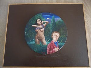Ferry Slebe - "Hommage aan Melle". Olie op rond paneel kopen? Bied vanaf 50!