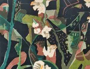 Vincent van Ojen - Abstract landschap met witte lelies kopen? Bied vanaf 50!