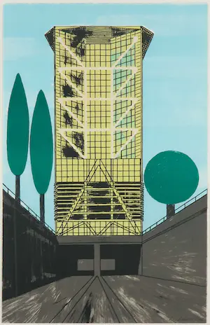 Ko Aarts - Zeefdruk, Toren - Ingelijst kopen? Bied vanaf 1!