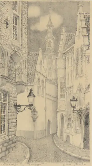 AcheterJan Strube - Litho, Straatje in Brugge? Enchérissez de 1!