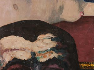 Ferry Slebe - Olieverf op paneel, Z.T. Man met liggende naakt (met ophangsysteem) kopen? Bied vanaf 350!