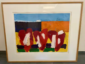 Jan Cremer - Zeefdruk - Tulpen 2 - Ingelijst - art glas kopen? Bied vanaf 340!