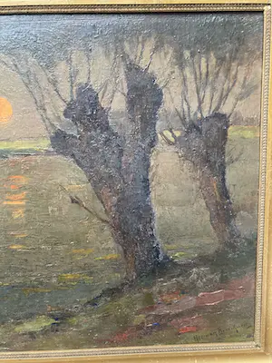 Herman Broeckaert - Landschap met knotwilgen in de avondzon kopen? Bied vanaf 89!