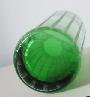 Hutschenreuther - Groen glazen vaas met geslepen banen kopen? Bied vanaf 1!