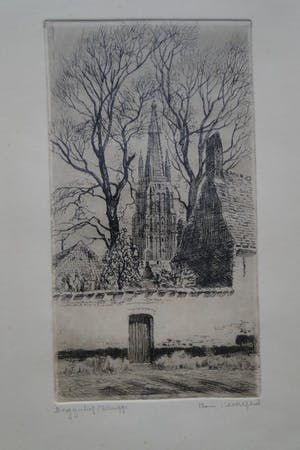 Romain Malfliet - Trio gelimiteerde etsen getiteld "Bomen vellen" - "Rust" en "Begijnhof Brugge" kopen? Bied vanaf 1!