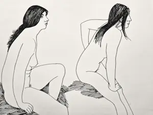 Leo Braat - In 1969 gemaakte zwartestift tekening "zittend vrouwelijk naakt" gesigneerd kopen? Bied vanaf 1!