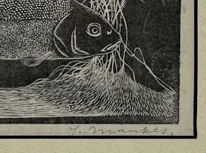 Jan Mankes - Ingelijste houtsnede: vis in een onderwaterlandschap - 1917 kopen? Bied vanaf 599!