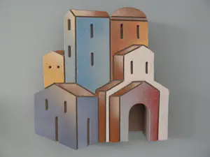 Niet of onleesbaar gesigneerd - Uniek decoratief wandobject (Mediterraans tafereel Provence/Toscane), steen. kaufen? Bieten Sie von 1!