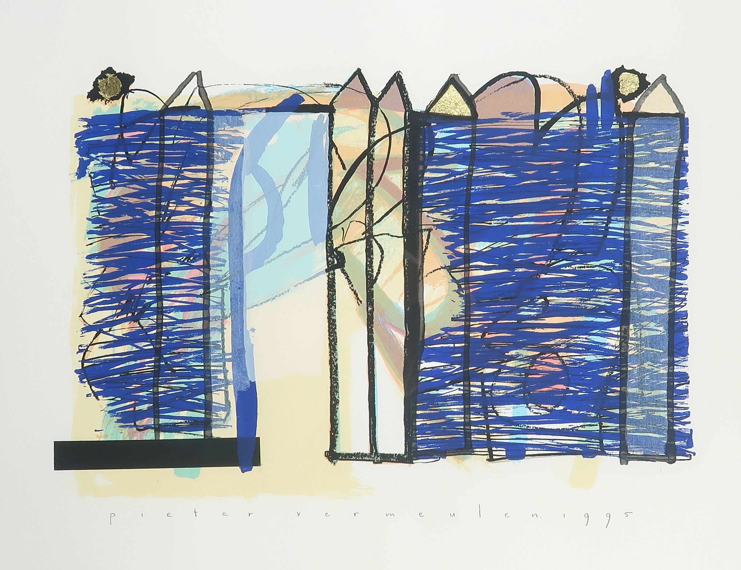 Pieter Vermeulen - Gemengde techniek op papier, Zonder titel - Ingelijst kopen? Bied vanaf 1!