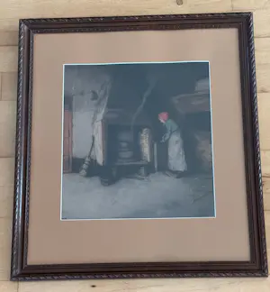 Emanuel Samson van Beever - Boereninterieur, vrouw bij haard kopen? Bied vanaf 45!