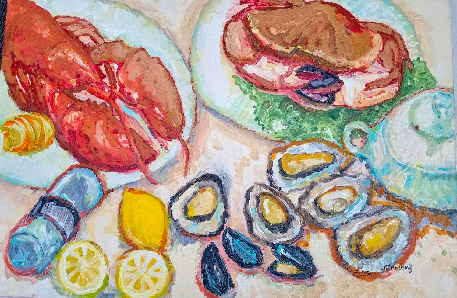 Buy Tanja Koelemij - serie stillevens krab, kreeft en mosselen? Bid from 149!