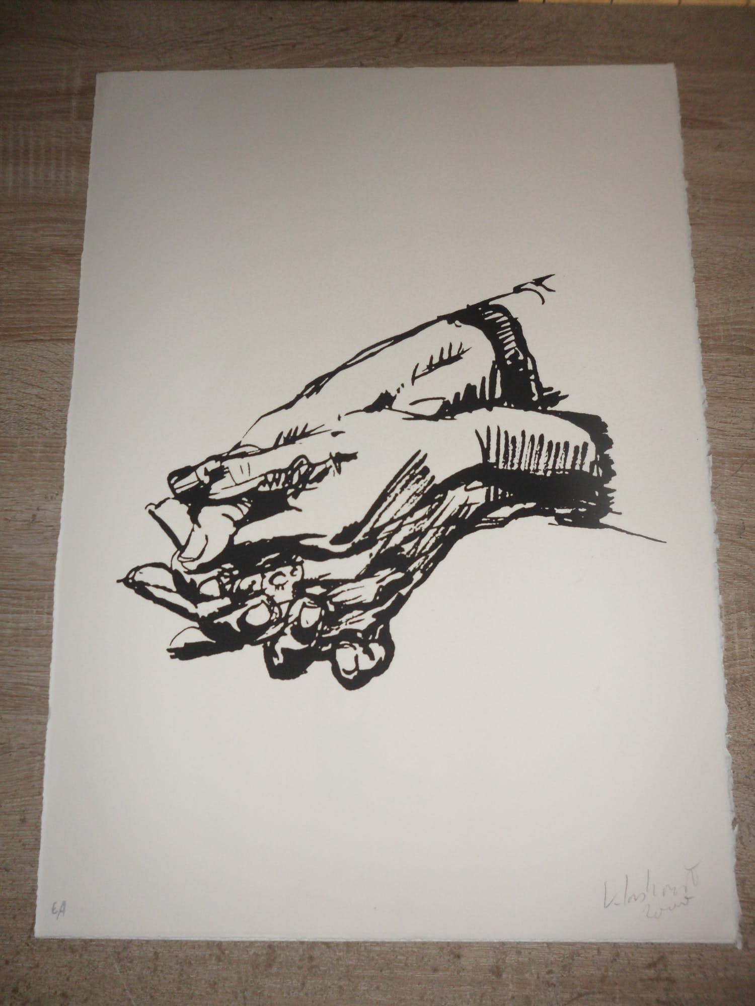 Peter Klashorst - Litho. Gevouwen handen. kopen? Bied vanaf 35!