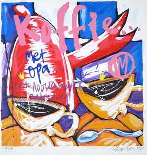 Selwyn Senatori - Zeefdruk, Koffie met opa verkocht voor € 70!