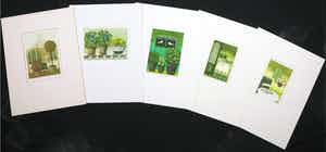 Laetitia de Haas - Lot van vijf kleurenetsen, Stillevens verkocht voor € 60!