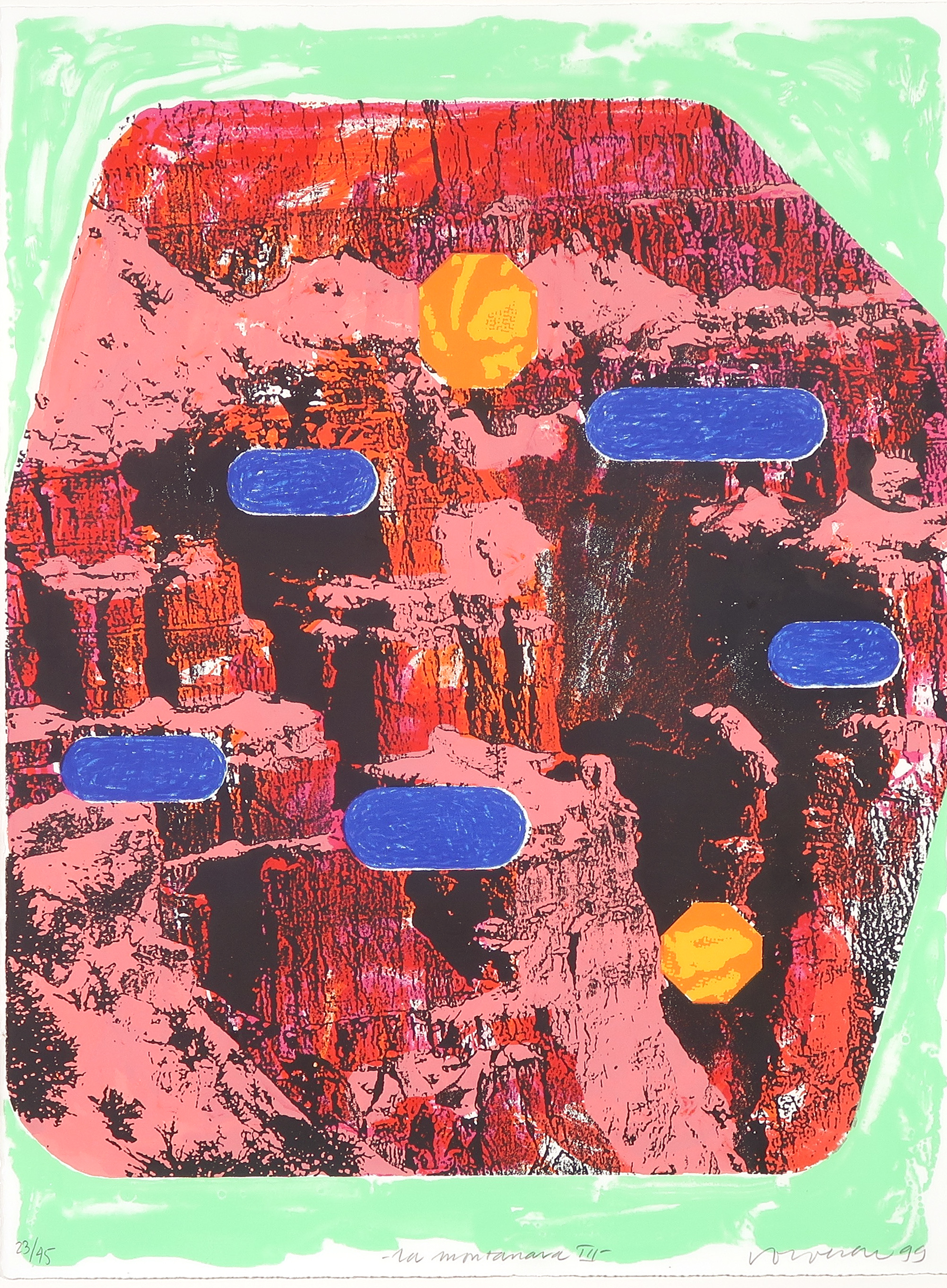 Jelis van Dolderen - Zeefdruk, La Montanara III - Ingelijst kopen? Bied vanaf 35!