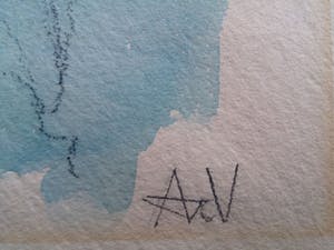 Andre van der Vossen - aquarel - zonder lijst - goede staat - landschap met huisje bij het meer kopen? Bied vanaf 1!