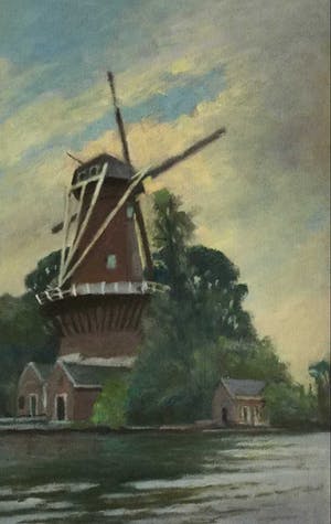 Willem Fekken - C4925-8 dubbelzijdig, Dorpsgezicht / Molen kopen? Bied vanaf 150!