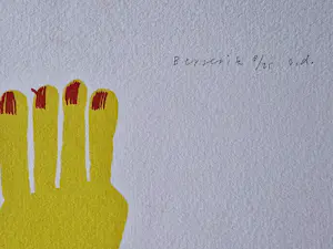 Herman Berserik - Zeldzame 1970 handgekleurde Ets "zelfportret met feesthoedje" oplage slechts 25 kopen? Bied vanaf 56!