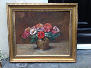 Emanuel van der Ven - 7498, bloemstilleven met Zinnia kopen? Bied vanaf 300!