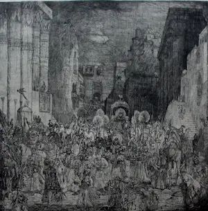 AcheterMarius Bauer - Ets: De koningin van Sheba te Jeruzalem - 1893? Enchérissez de 395!