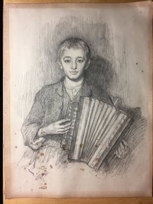 Agnieta Cornelia Gijswijt - Tekening, jongen met accordeon kopen? Bied vanaf 30!