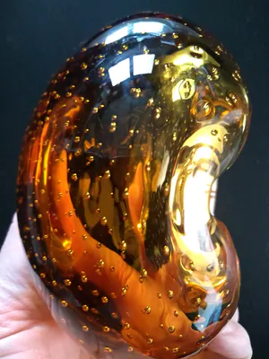 Niet of onleesbaar gesigneerd - Amberkleurige spijkerglas vintage asbak kopen? Bied vanaf 1!