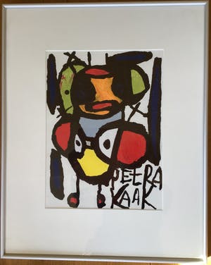 Niet of onleesbaar gesigneerd - Gouache Cobra stijl van Petra Kaak,gesigneerd en ingelijst, unica kopen? Bied vanaf 10!